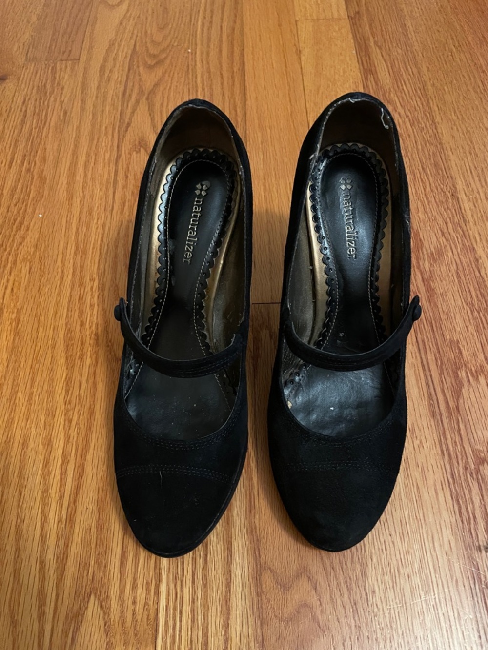 Naturalizer Black Suede Mary Jane Heels